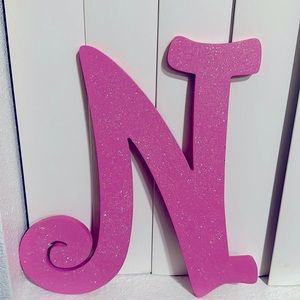 Wooden pink and glitter Letter N